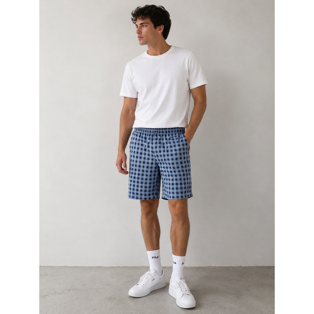 Fila Mens UPF 50+ Shorts Medium Light Blue Gray Plaid Golf NWT Casual